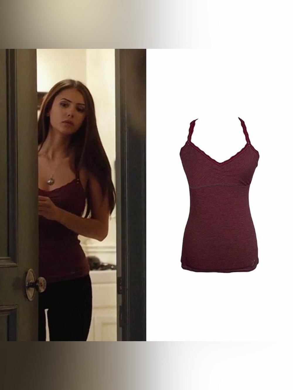 Lace Trim Heather Tank Top As Seen On Elena Gilbert In The Vampire Diaires